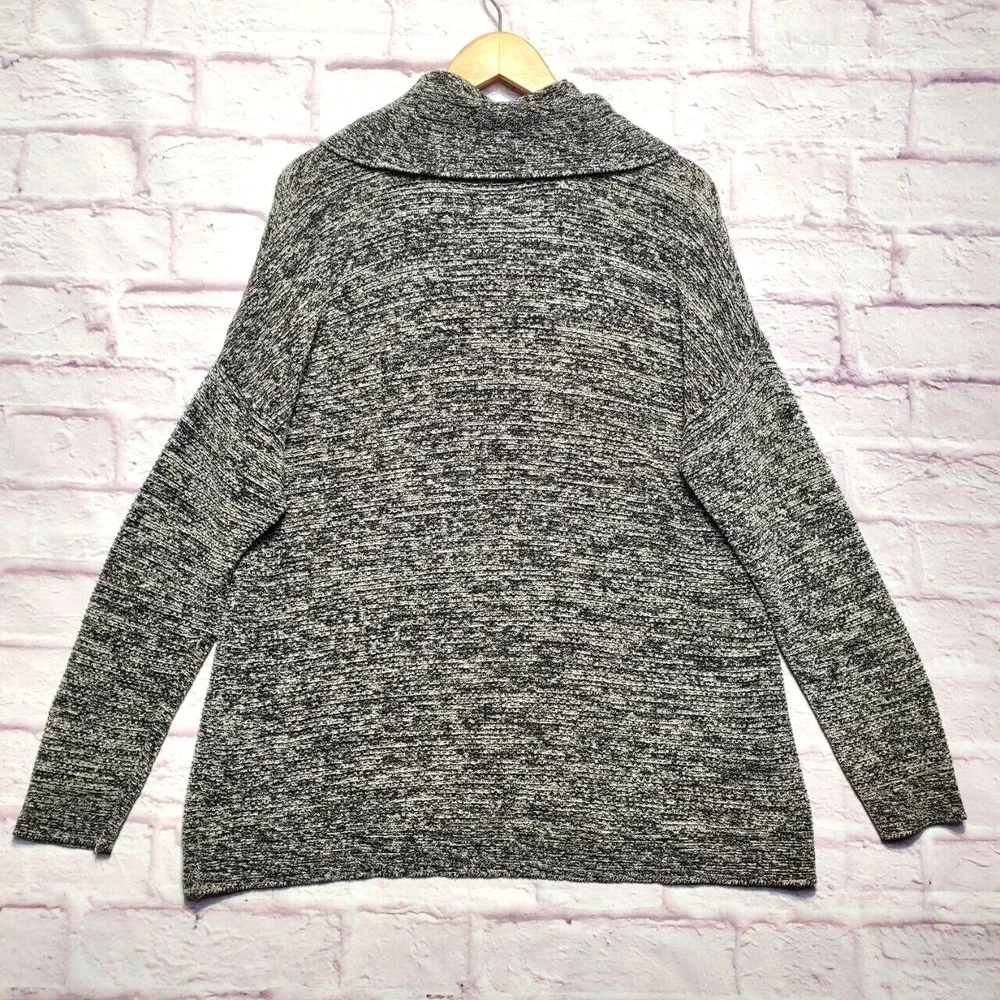 Pure Jill J Jill Cowl Neck Pullover Sweater Womens Large Black White Cozy Casual